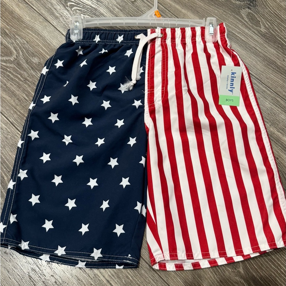 NWT Boys Patriotic Star and Stripe Swim Shorts